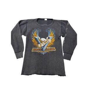 Vintage 80's Harley Davidson Eagle Long Sleeve Thermal Shirt Men's Size Medium